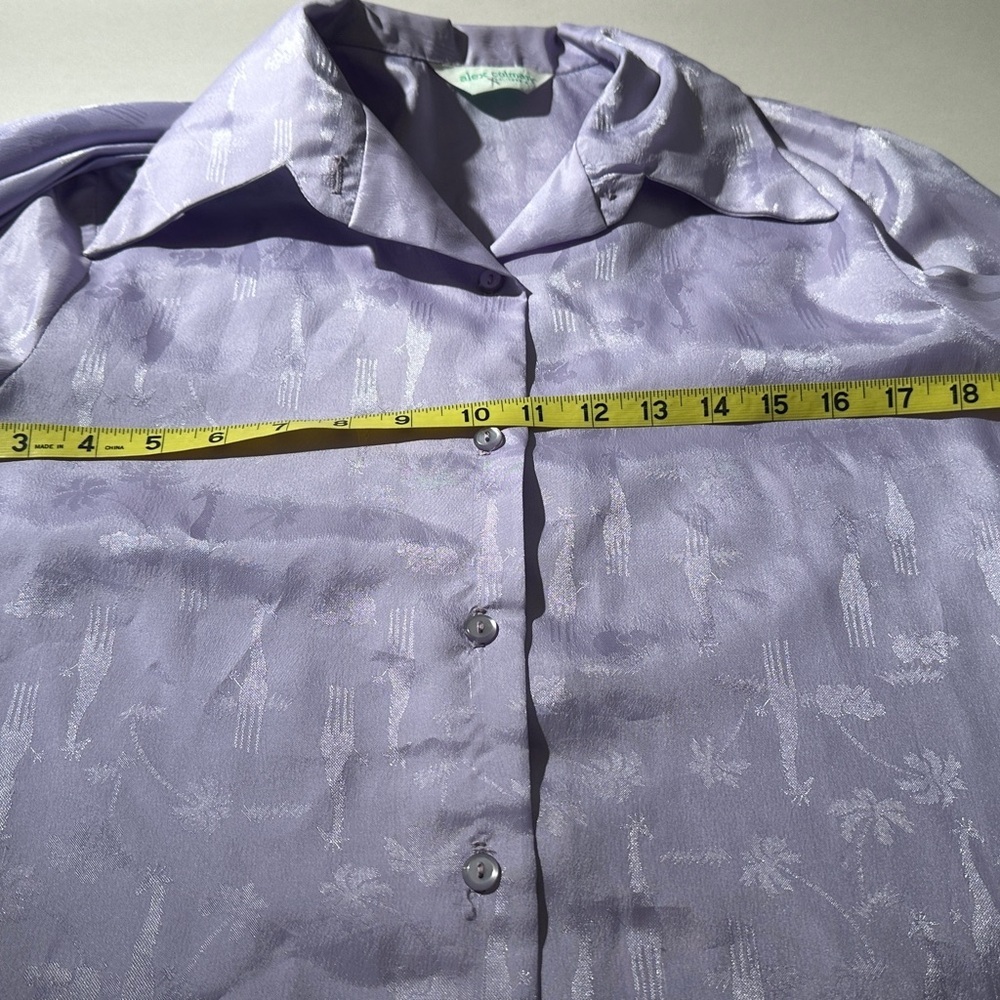 Vintage Purple Giraffe Print Satiny Secretary Blouse - Picture 6 of 7